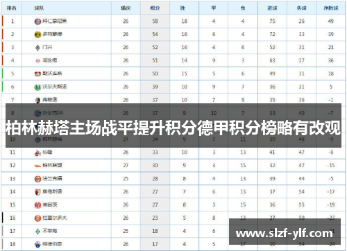 柏林赫塔主场战平提升积分德甲积分榜略有改观